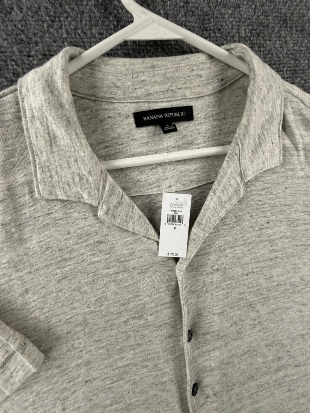 NWT Banana Republic KNIT LINEN Button Up Shirt Small Heathered Beige Camp Hawaii